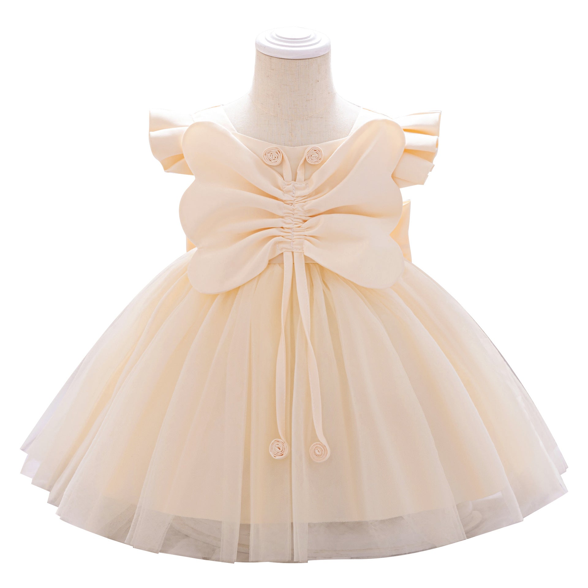 Girl baby 0-3 year old birthday party washing dress baby year old breathable princess dress three-dimensional big bow skirt