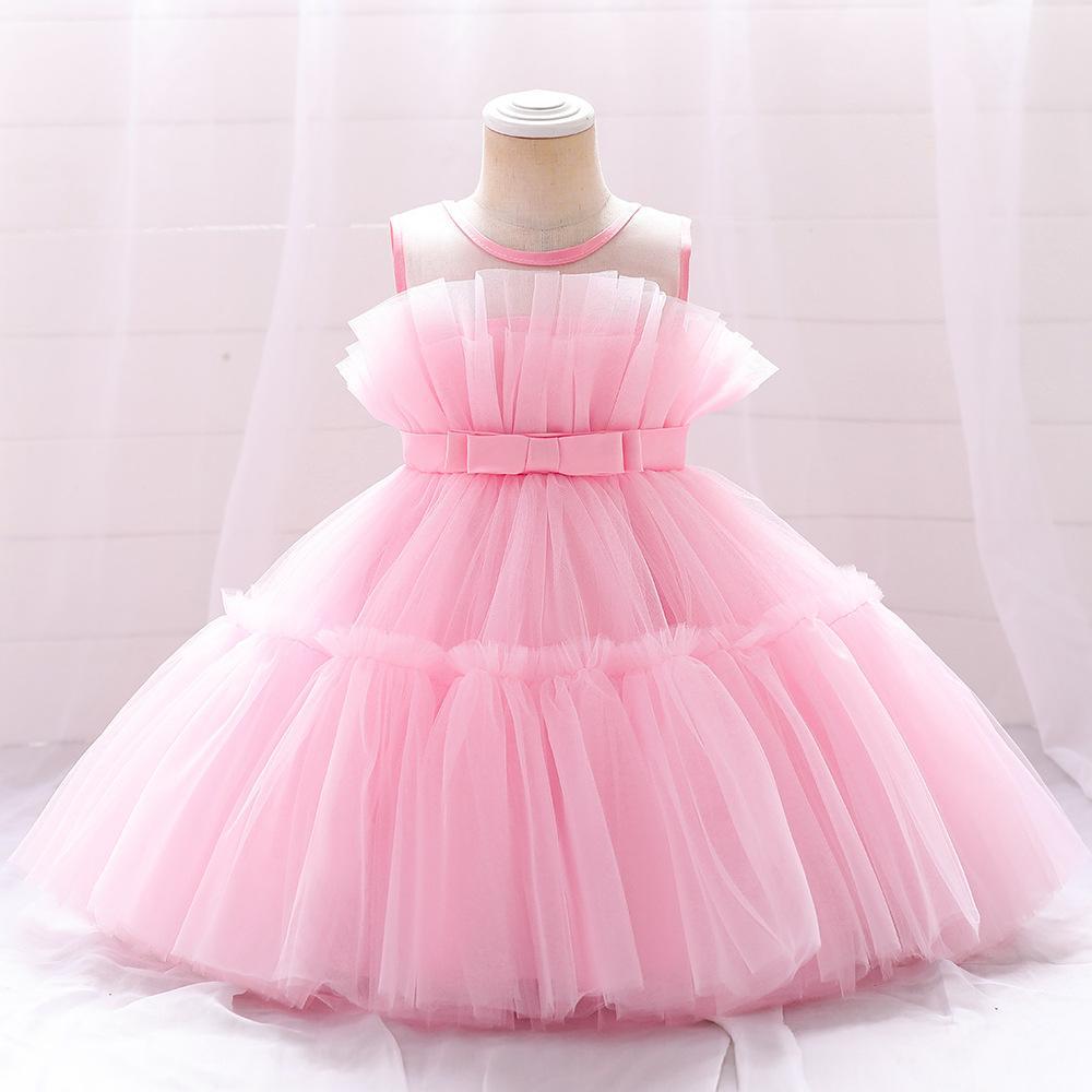 Foreign Trade Girls Dress Sleeveless Children's Festival Performance Dress Birthday Party Fluffy Yarn Princess Dress Little Princess