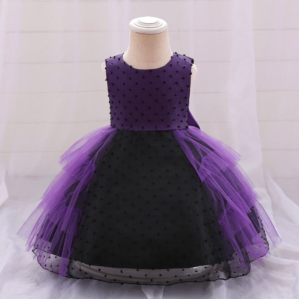 European and American children's Halloween dresses, party role-playing infant princess dresses, mesh stitching tutu skirts
