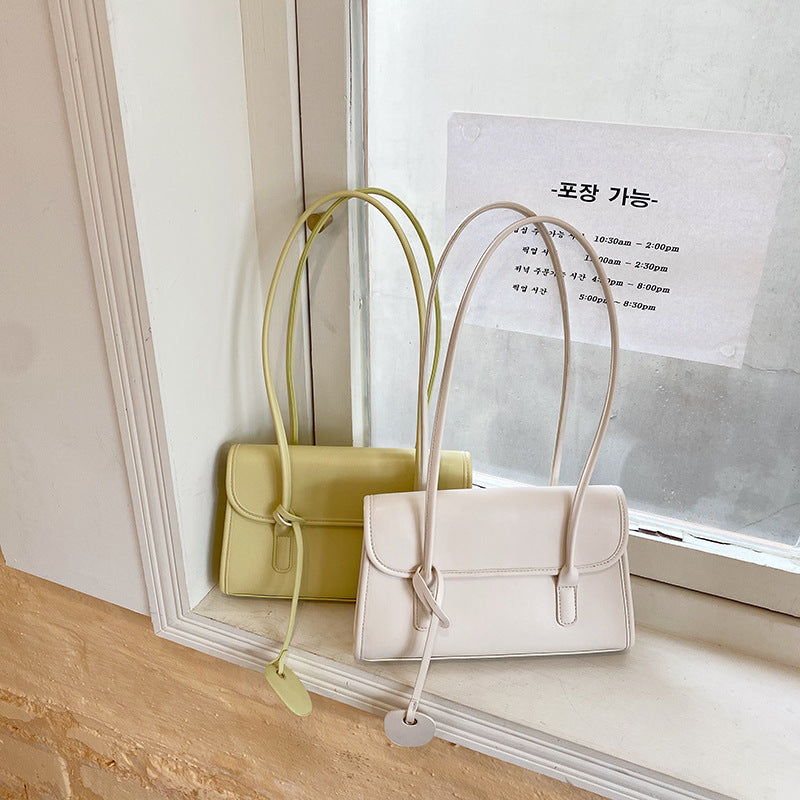 Korean-Style Textured Shoulder Bag