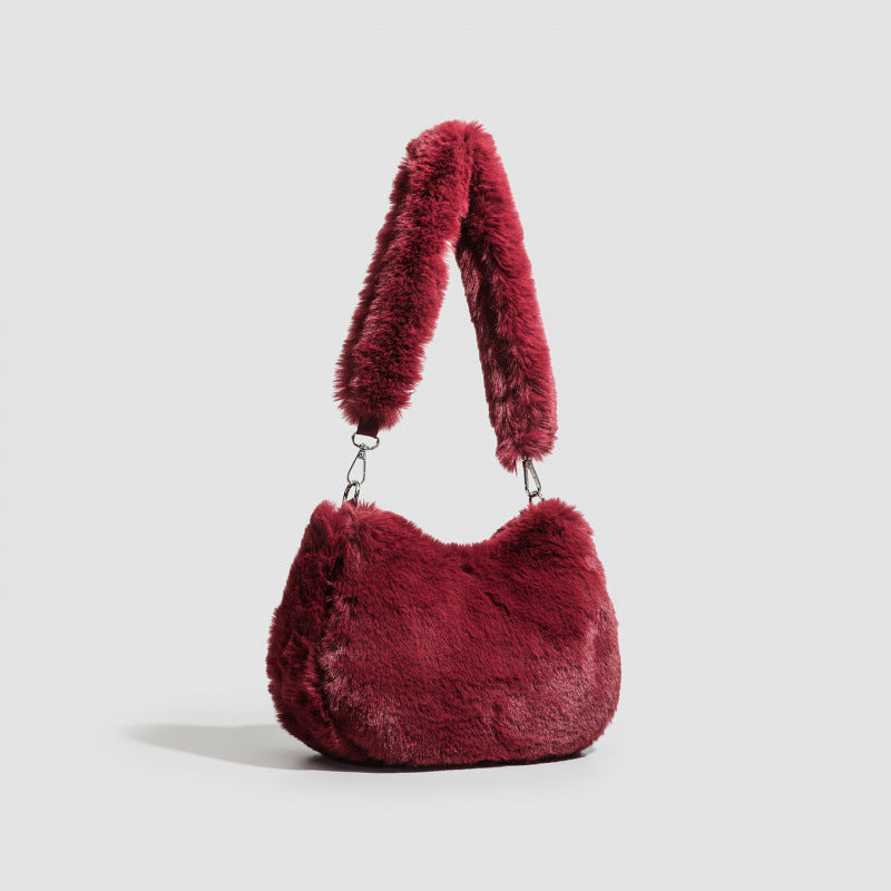 Autumn and winter with Mao Mao bag women's 2025 new ins niche explosive bag fashionable versatile plush shoulder armpit bag