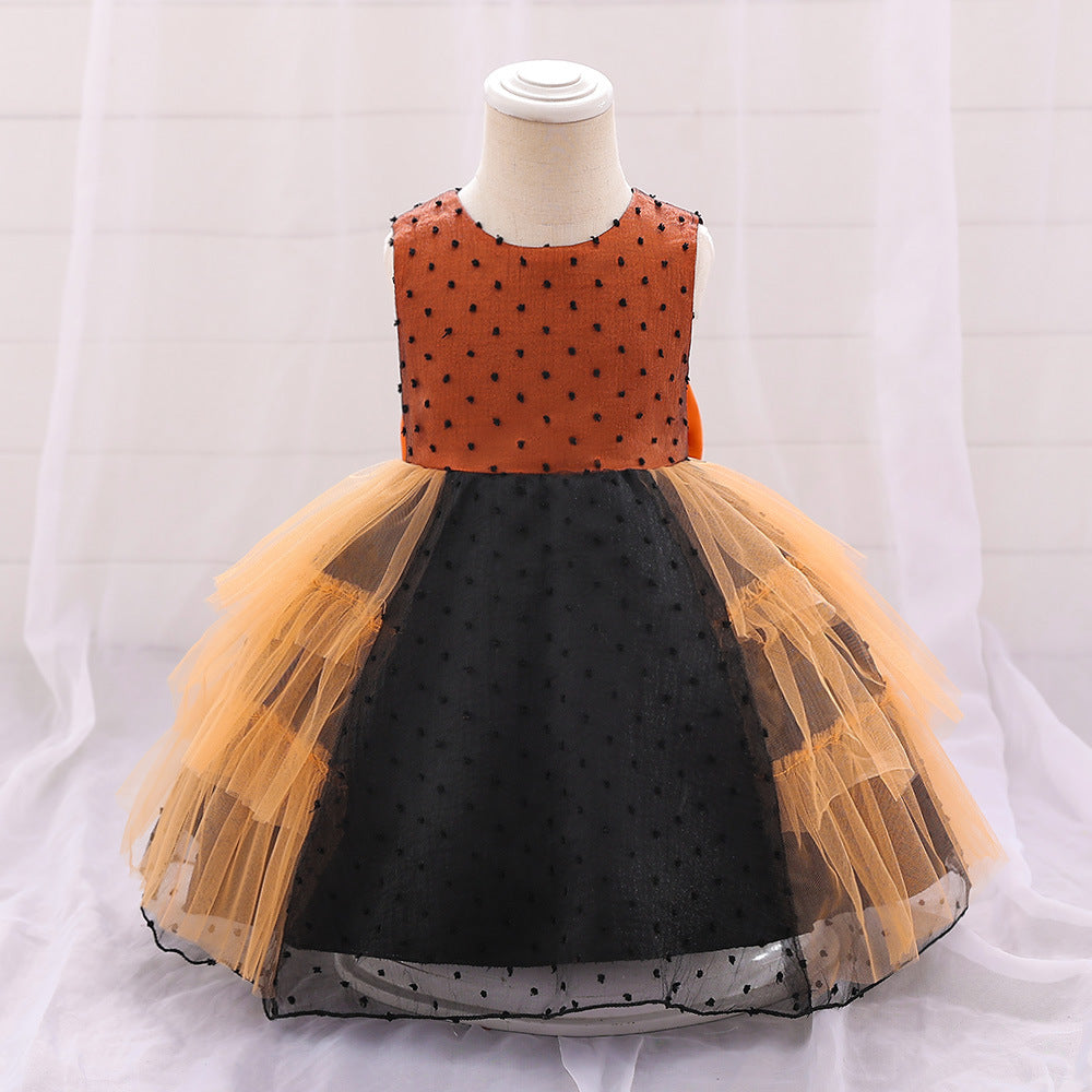 European and American children's Halloween dresses, party role-playing infant princess dresses, mesh stitching tutu skirts
