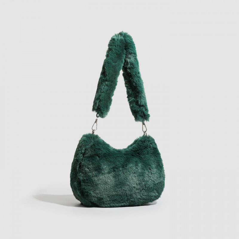 Autumn and winter with Mao Mao bag women's 2025 new ins niche explosive bag fashionable versatile plush shoulder armpit bag