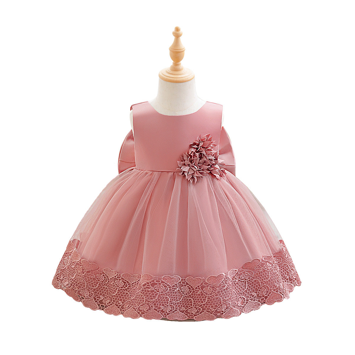 Cross-border New Year's dress skirt mesh tutu skirt little girl flower girl three-dimensional flower dress festival dress