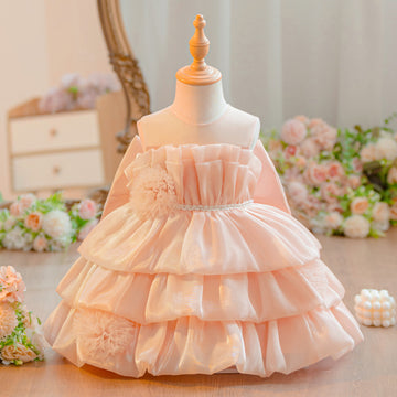 Cross-border new baby dress, foreign style party princess dress, organza three-dimensional flower cake, children's dress in stock