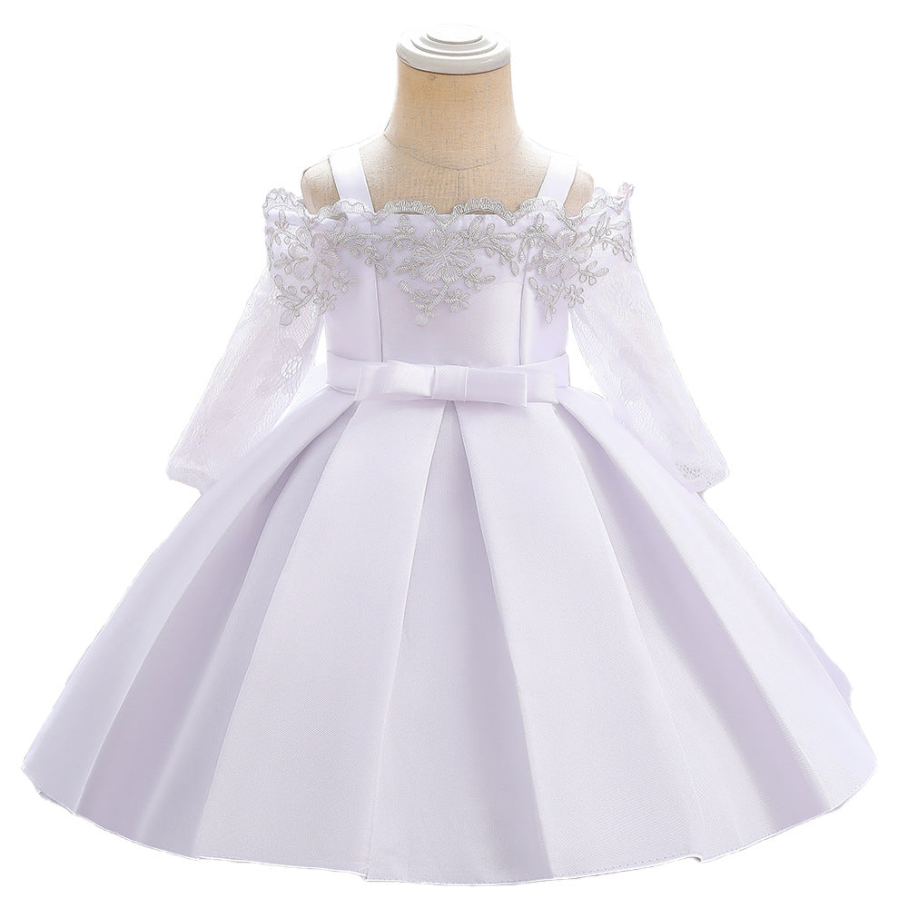 European and American foreign trade new baby dress princess lace bow baby dress one-year-old dress female treasure