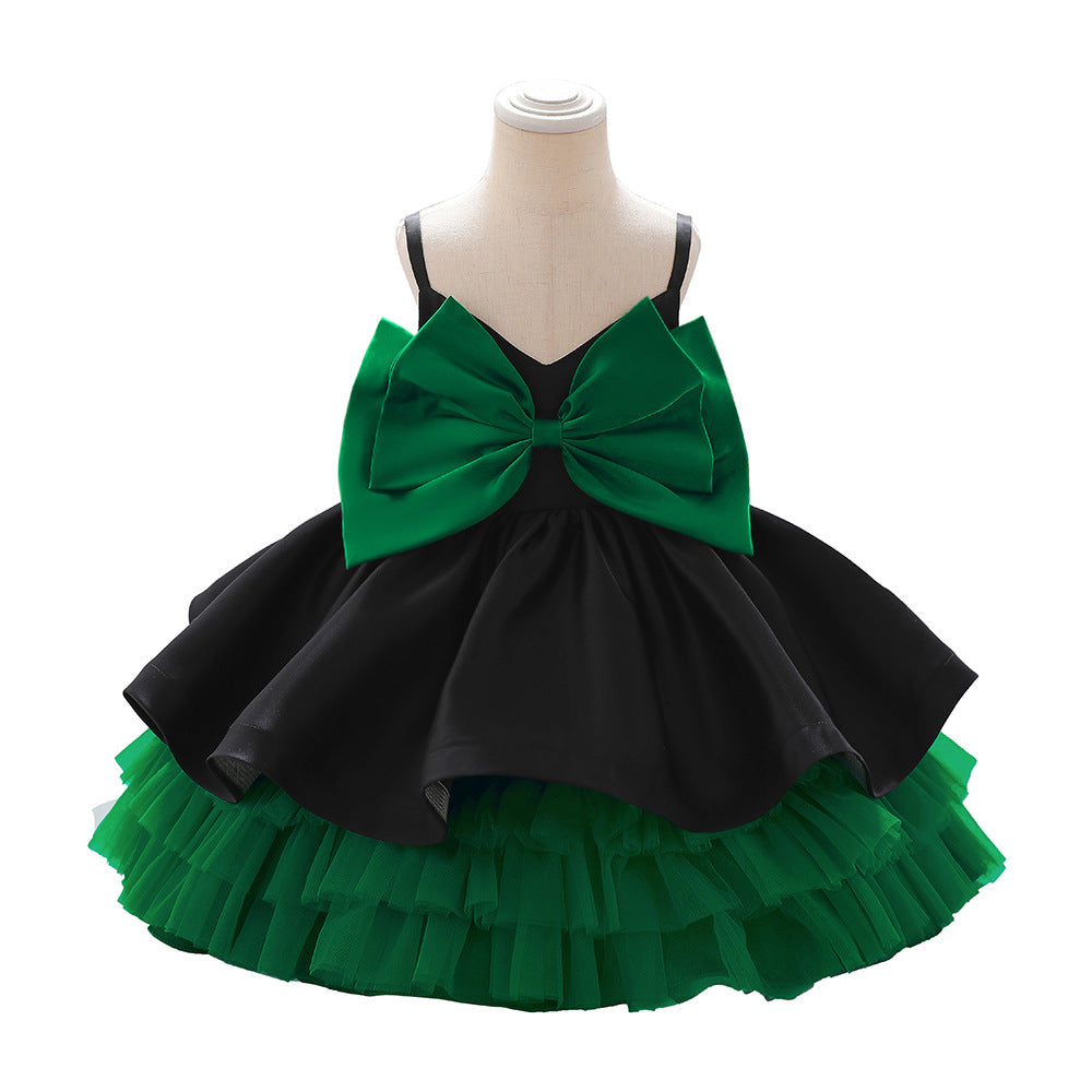 European and American new infant princess skirt suspender satin mesh splicing cake skirt baby year-old banquet washing dress