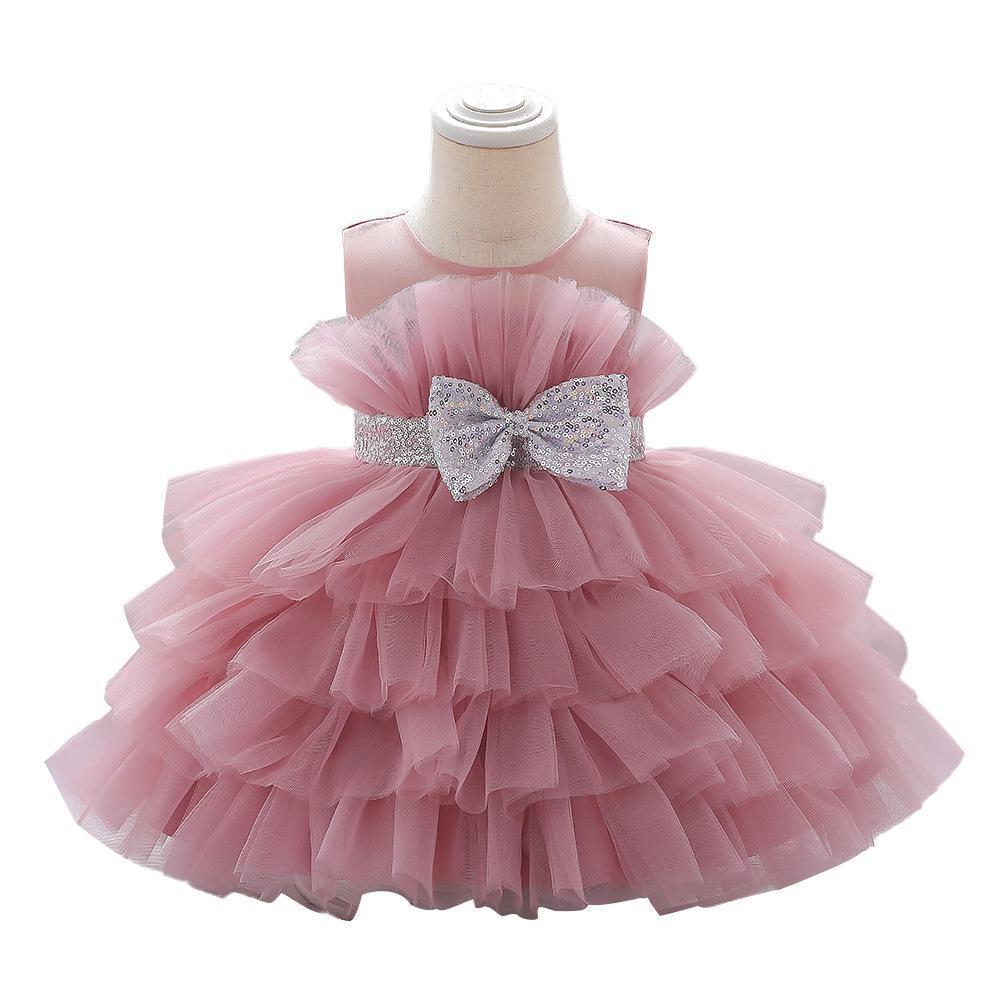 2023 new girls dress skirt cute bow strap mesh tutu summer baby girl birthday dress