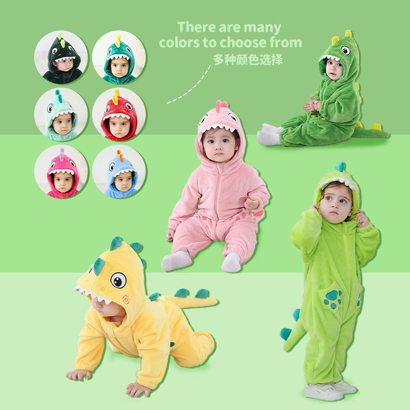 Qile Rabbit Spring and Autumn New Infant and Toddler Cute Styling Clothing 0-5 Year Old Baby Multi-colored Dinosaur Single Layer Romper