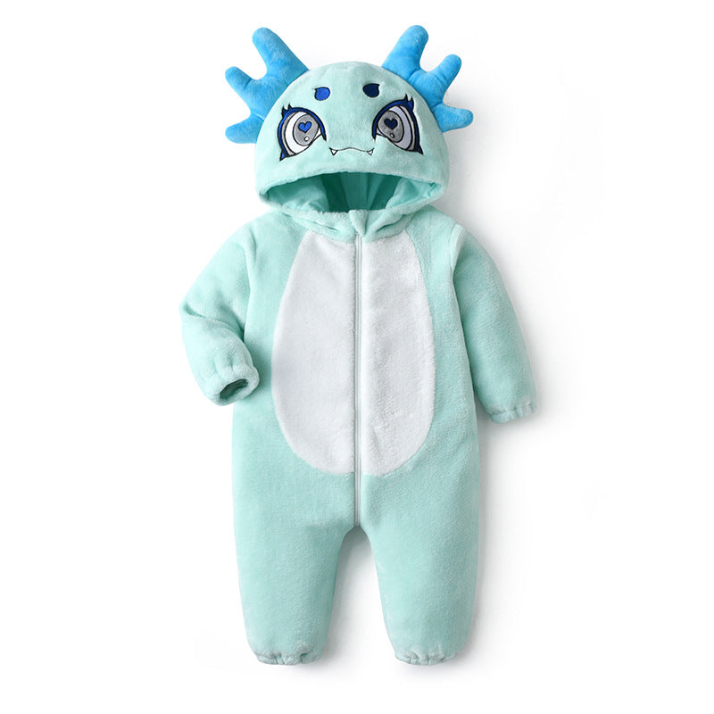 0-3 year old baby autumn new comfortable flannel single-layer styling Romper cute dinosaur styling onesie