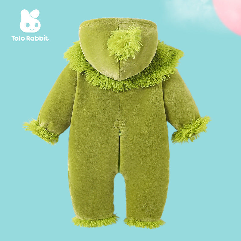 Autumn new 0-3 year old baby flannel shape one-piece Romper love printing single-layer one-piece Romper