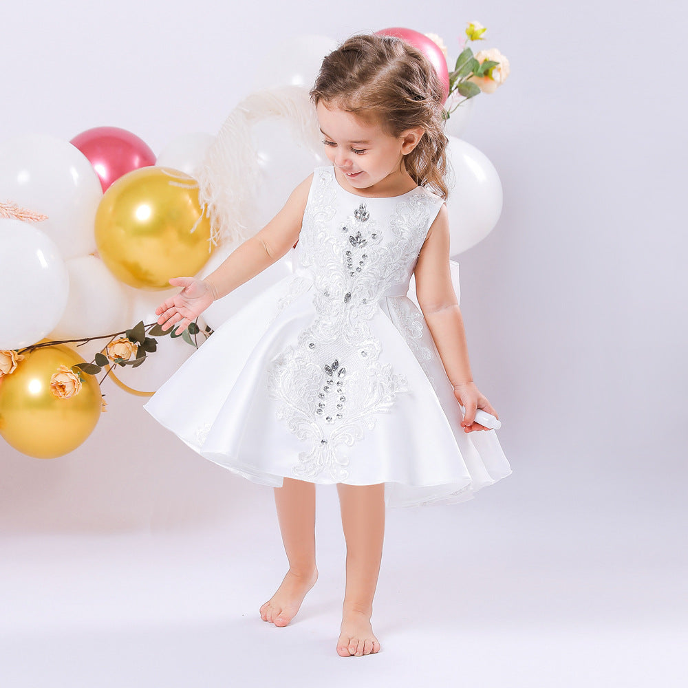Baby One Year Dress Little Girl Flower Girl Wedding Fluffy Gauze Dress Children's Foreign Style Dress Birthday Party Princess Dress