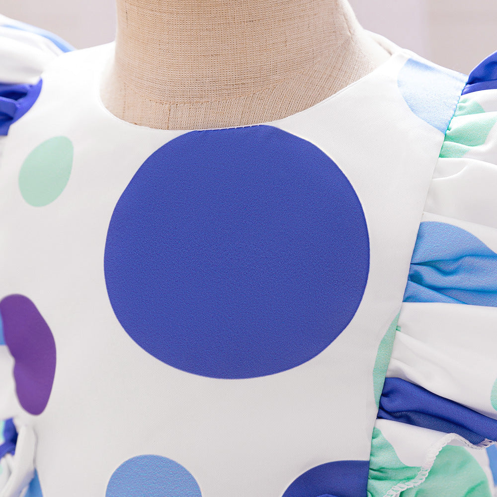 Cross-border new baby 100-day grab week wash dress girls printed satin dress baby first birthday princess dress