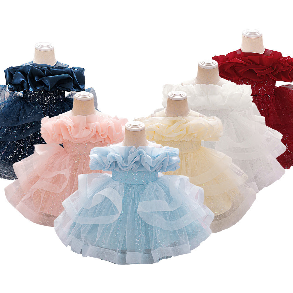 2025 cross-border new children's clothing children's dress princess dress girls high-end dress skirt little girl piano performance clothes