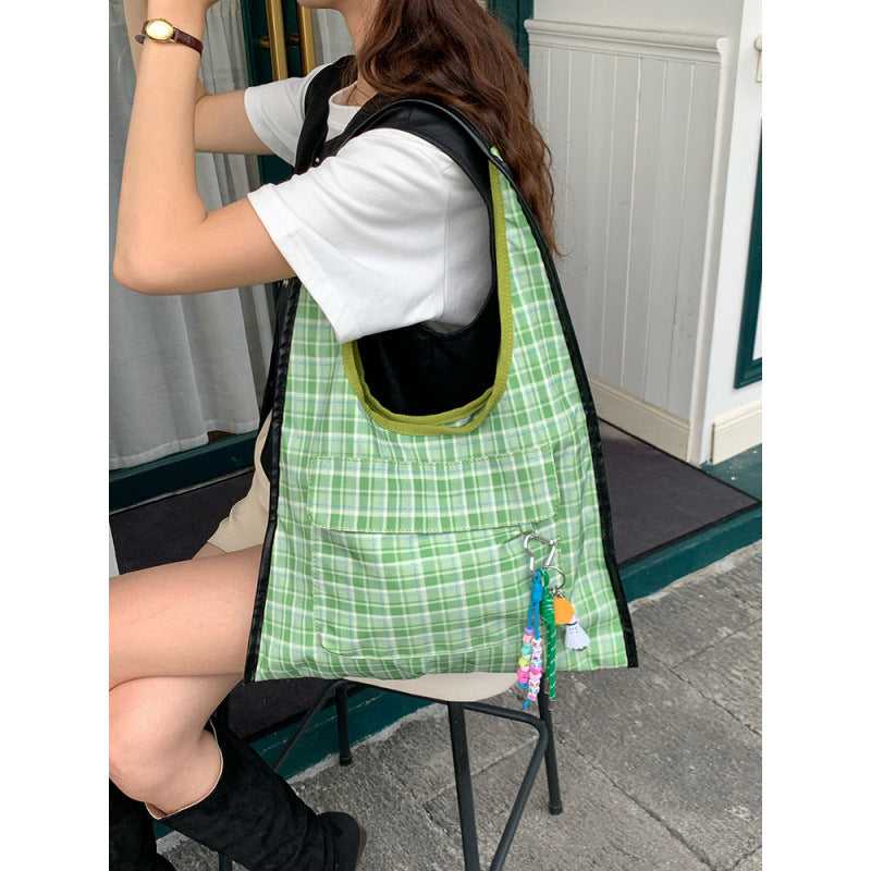 2025 new leopard print lazy wind canvas bag women's large-capacity commuting shoulder handbag casual versatile tote bag