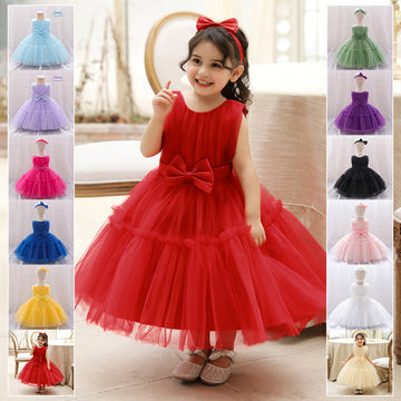 Amazon wish one-year-old dress baby girl sleeveless puffy gauze skirt full moon gift 100 days children's dress with headdress