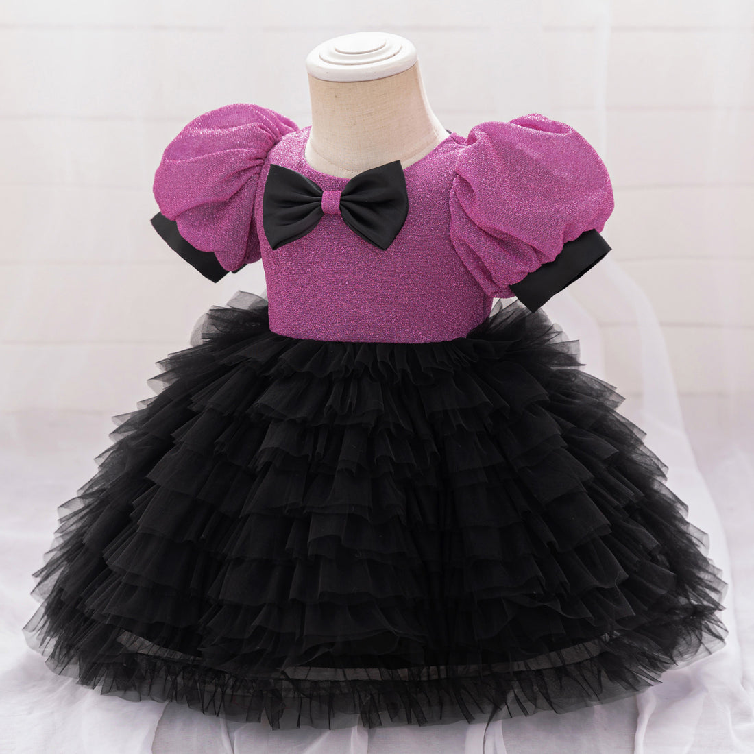 Cross-border foreign trade children's dress bubble sleeve splicing mesh tutu skirt baby girl birthday dress princess dress