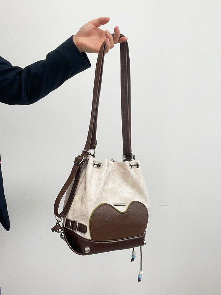 2025 new drawstring small backpack slack feeling one pack multi-purpose tote bag stray bag design feeling bucket bag female