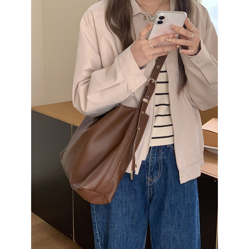 Maillard retro messenger bag women's 2025 new trendy Korean version tote bag versatile large-capacity commuter shoulder bag