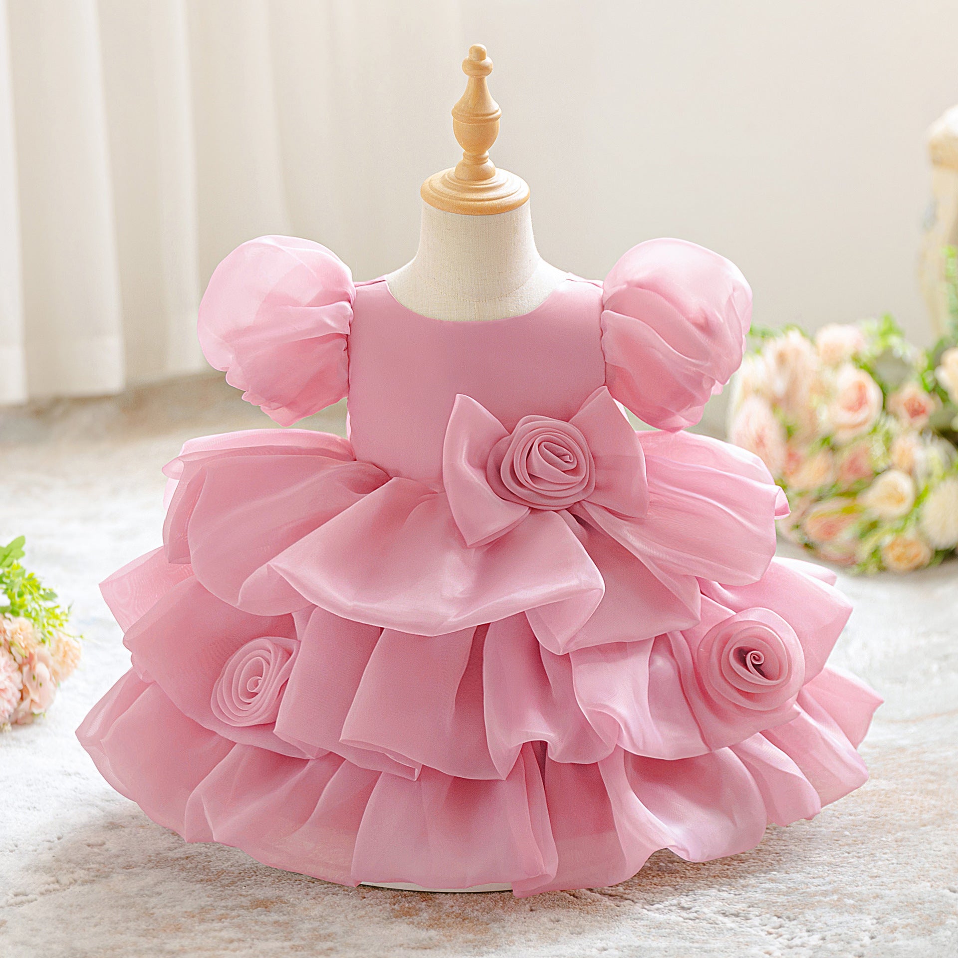 European, American Amazon Girls' Year Dress Dress Baby Fluffy Cake Dress Children's Flower Princess Dress Banquet Dress