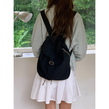 Korean casual literary backpack girls new lightweight travel backpack drawstring bundle nylon college student schoolbag