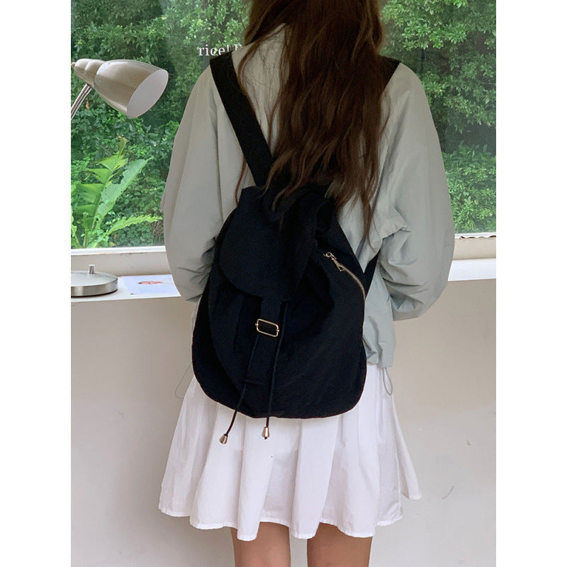 Korean casual literary backpack girls new lightweight travel backpack drawstring bundle nylon college student schoolbag