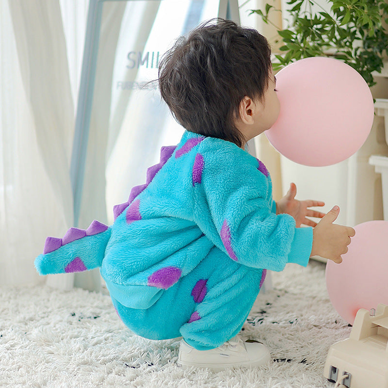 Autumn new infants and toddlers cute cartoon shape long-sleeved set monster shape split two-piece set