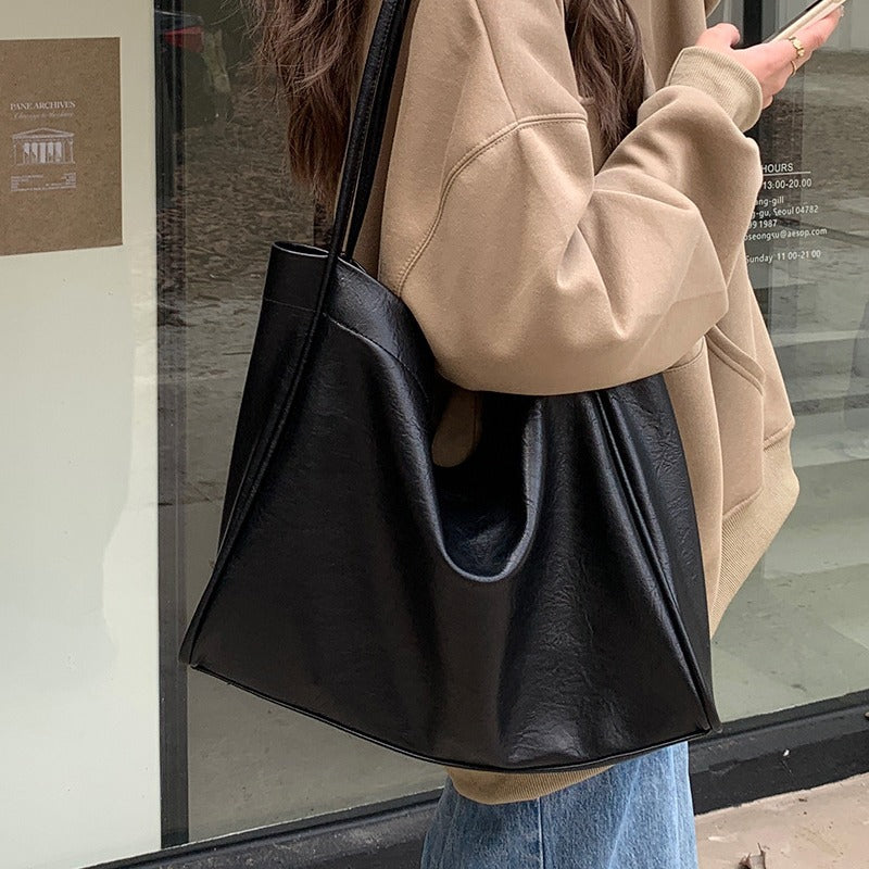 Soft Leather Large-Capacity Tote Bag
