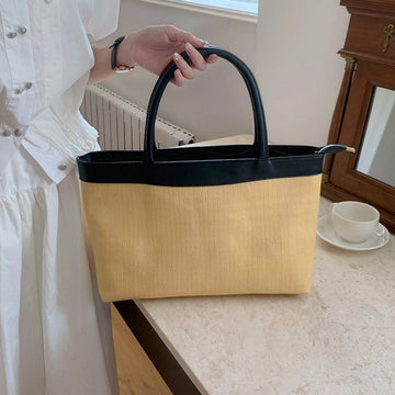 Straw Woven Large-Capacity Commuter & Beach Tote Bag