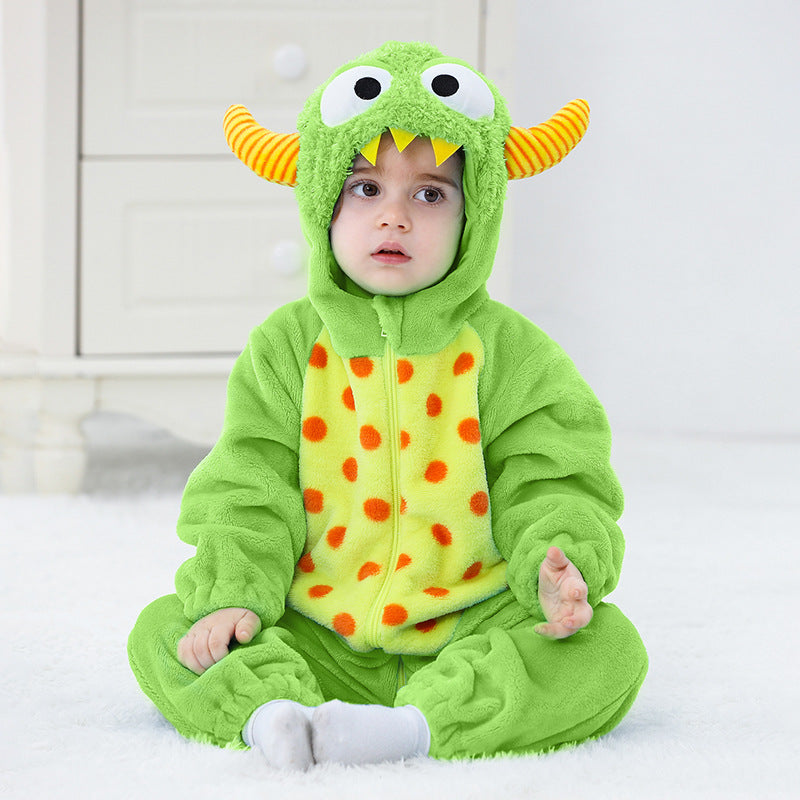 Autumn new baby flannel single-layer shape onesie Romper cartoon little monster shape onesie