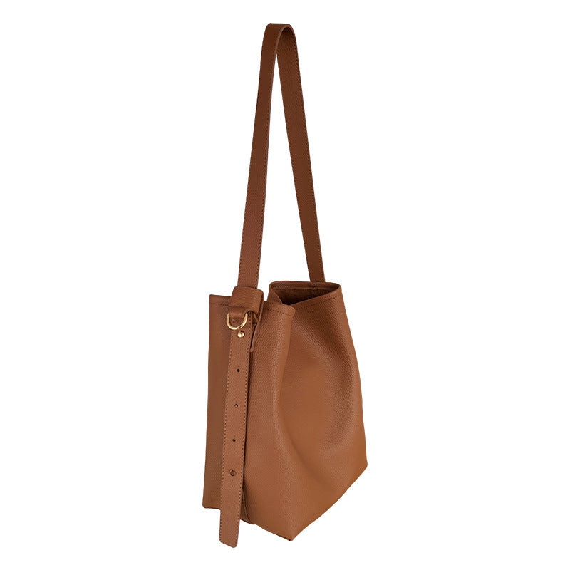Trendy Women's Soft Leather Bucket Bag – Stylish & Spacious for Work