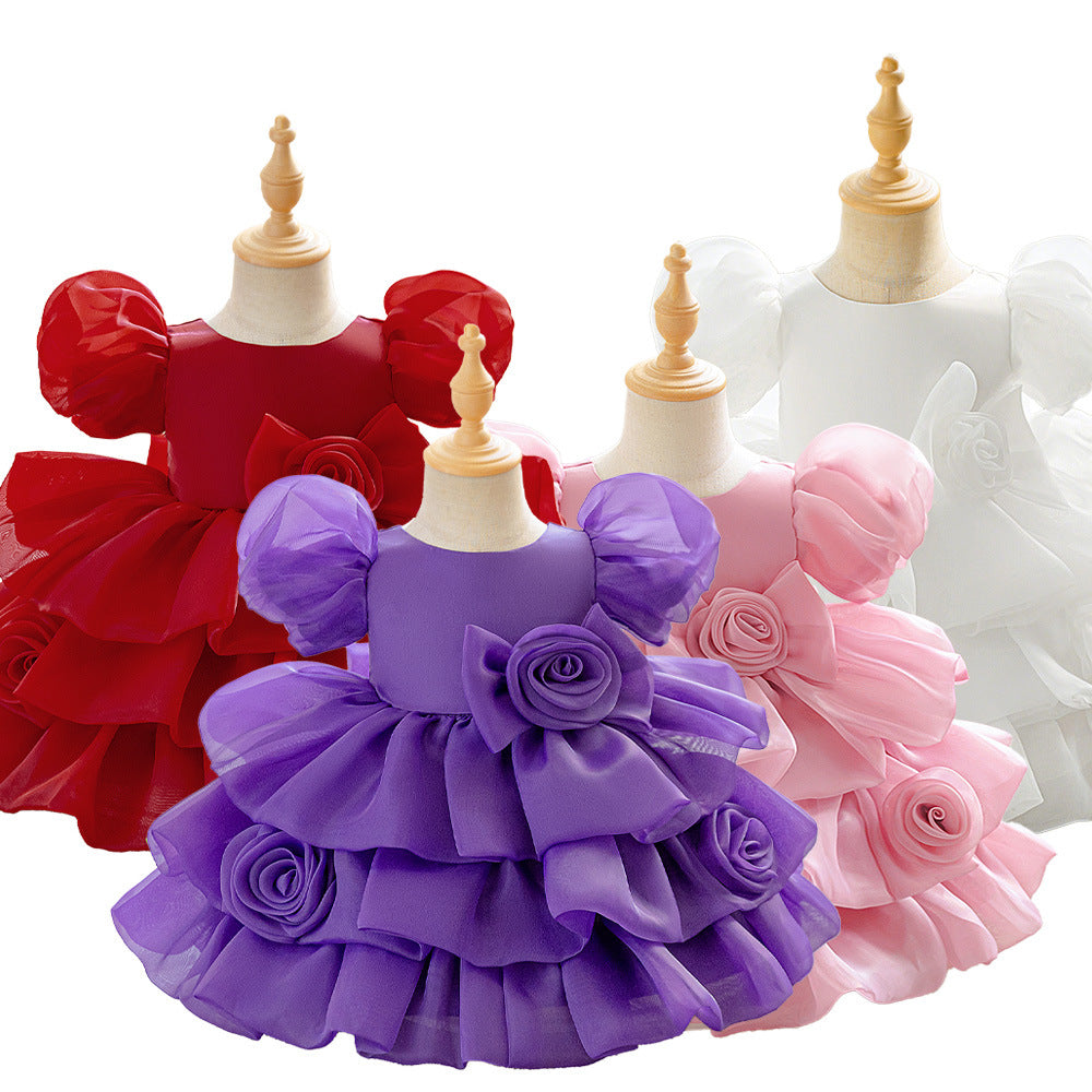 European, American Amazon Girls' Year Dress Dress Baby Fluffy Cake Dress Children's Flower Princess Dress Banquet Dress