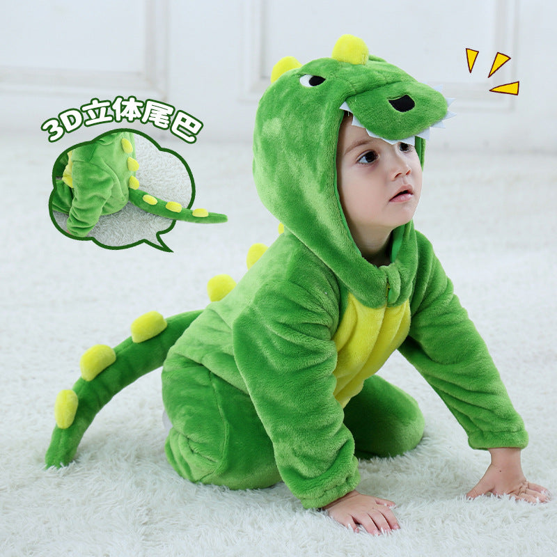 Qile Rabbit Spring and Autumn Styling Clothing Infant Cute Multicolor Dinosaur Three-dimensional Tail onesie H3340