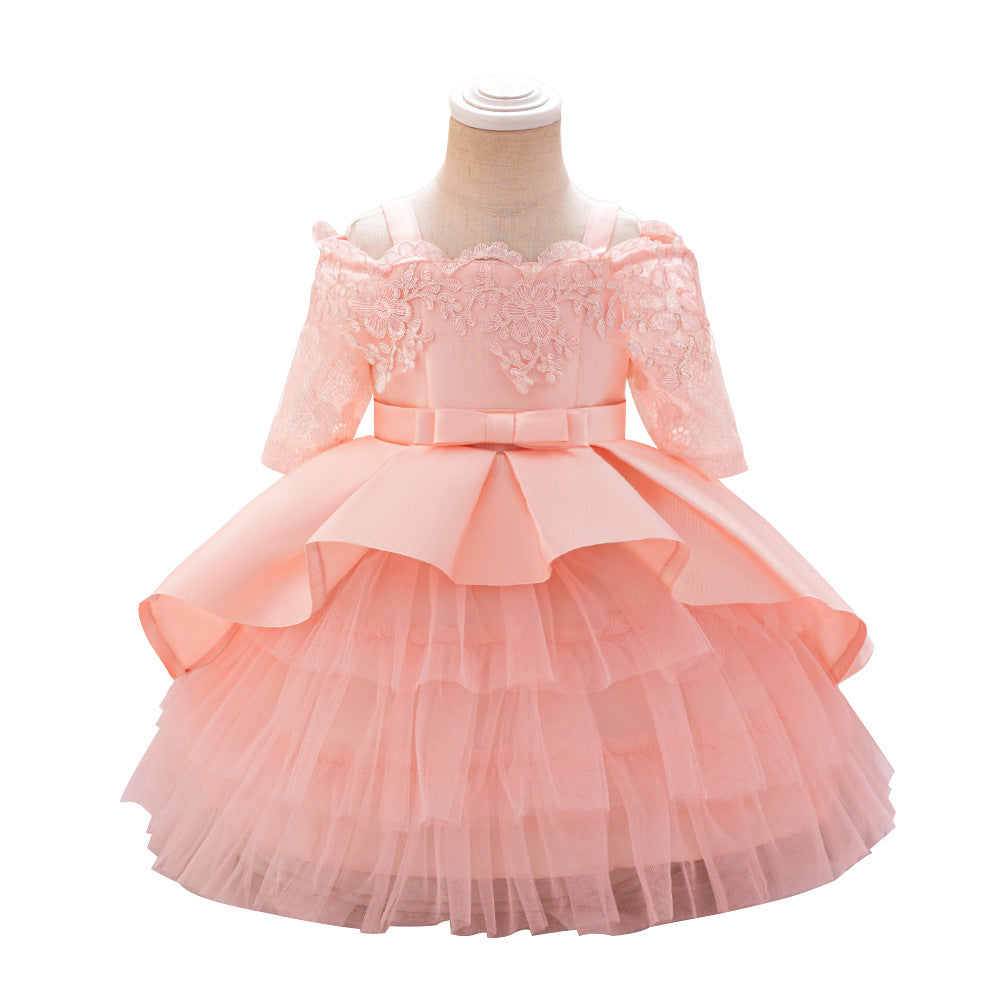 Cross-border new girls' birthday dress baby princess dress birthday party flower girl dress little girl cake skirt