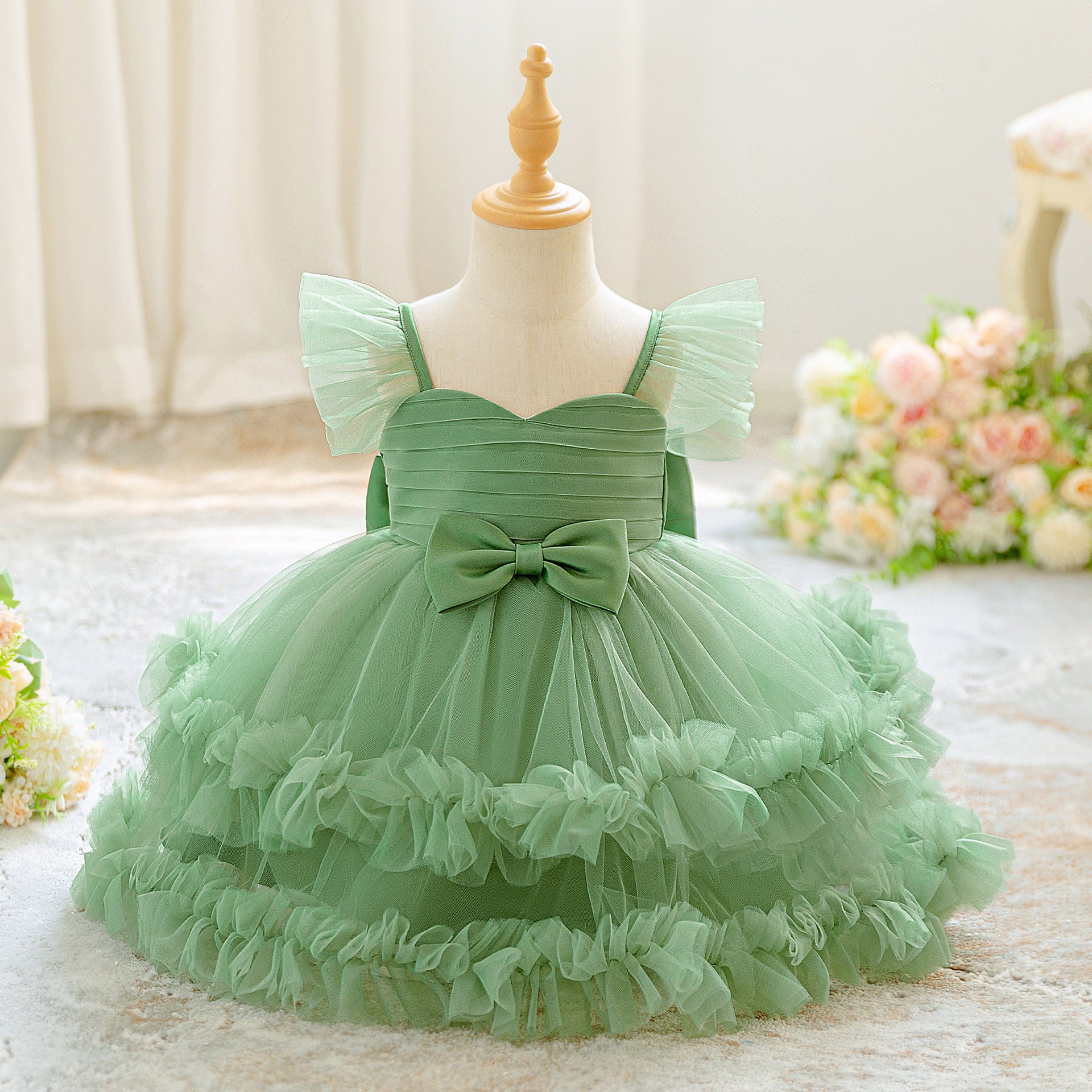 New cross-border children's performance dress, lace princess dress, festive tutu skirt, gauze skirt, one-year-old dress dress, performance dress