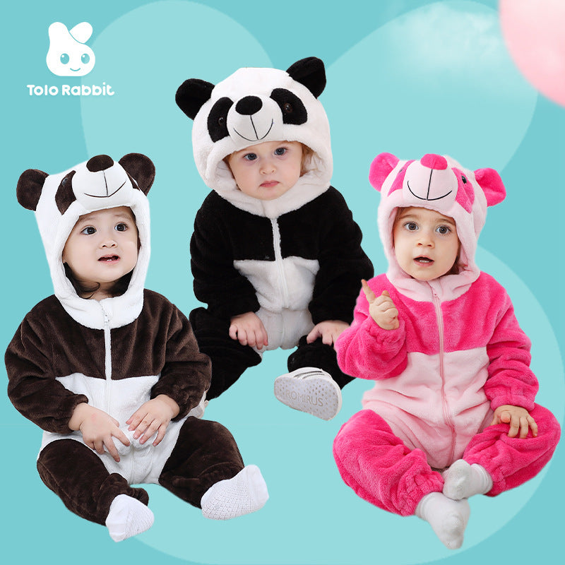 Infant and toddler treasure outing clothing wholesale flannel three-dimensional personalized cartoon shape animal one-piece Romper
