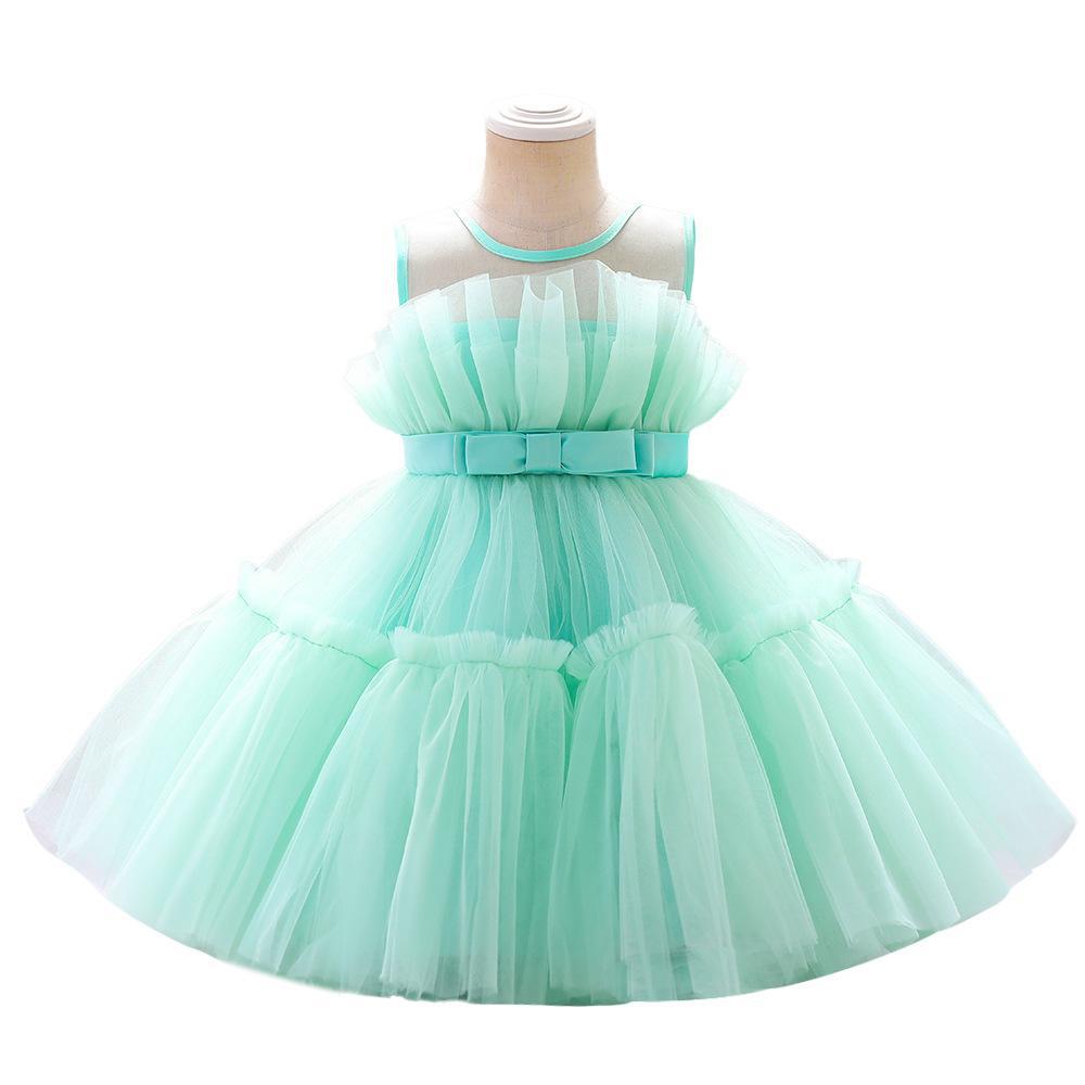 Foreign Trade Girls Dress Sleeveless Children's Festival Performance Dress Birthday Party Fluffy Yarn Princess Dress Little Princess