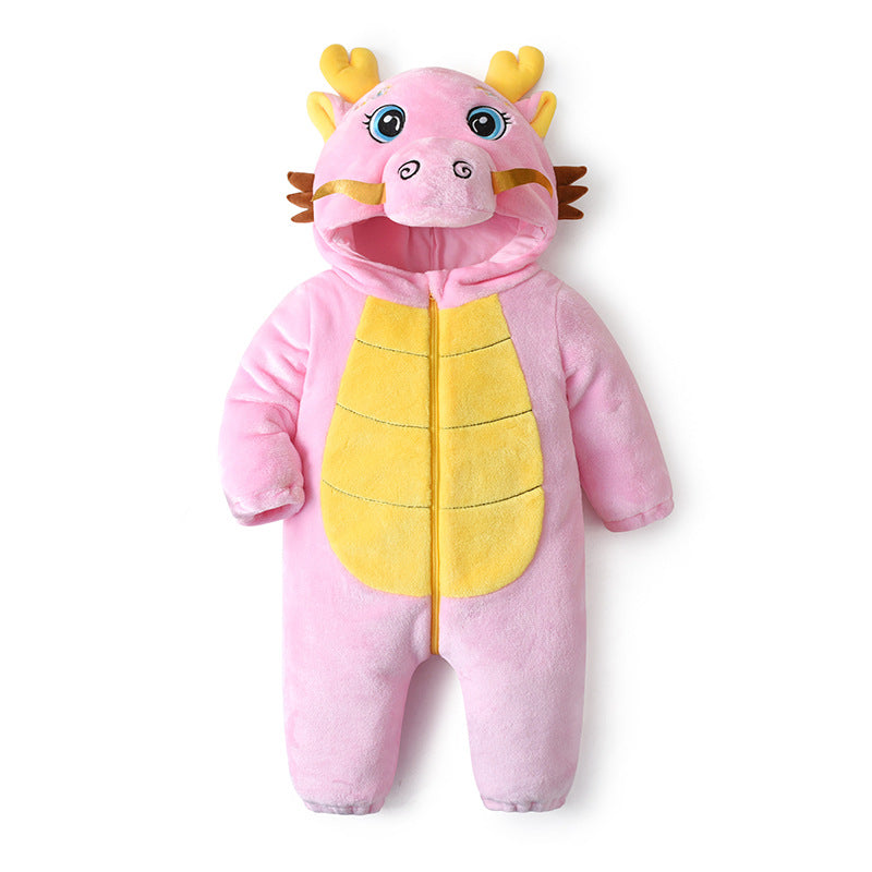 Qile Rabbit autumn new 0-3 year old baby comfortable single-layer styling Romper auspicious dragon styling one-piece Romper