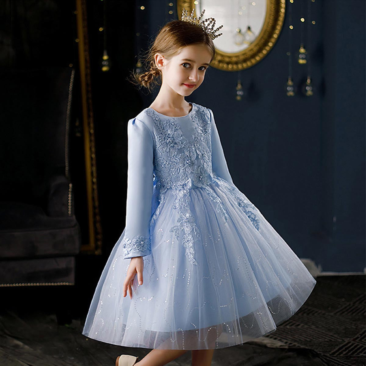Fluffy yarn beaded princess dress