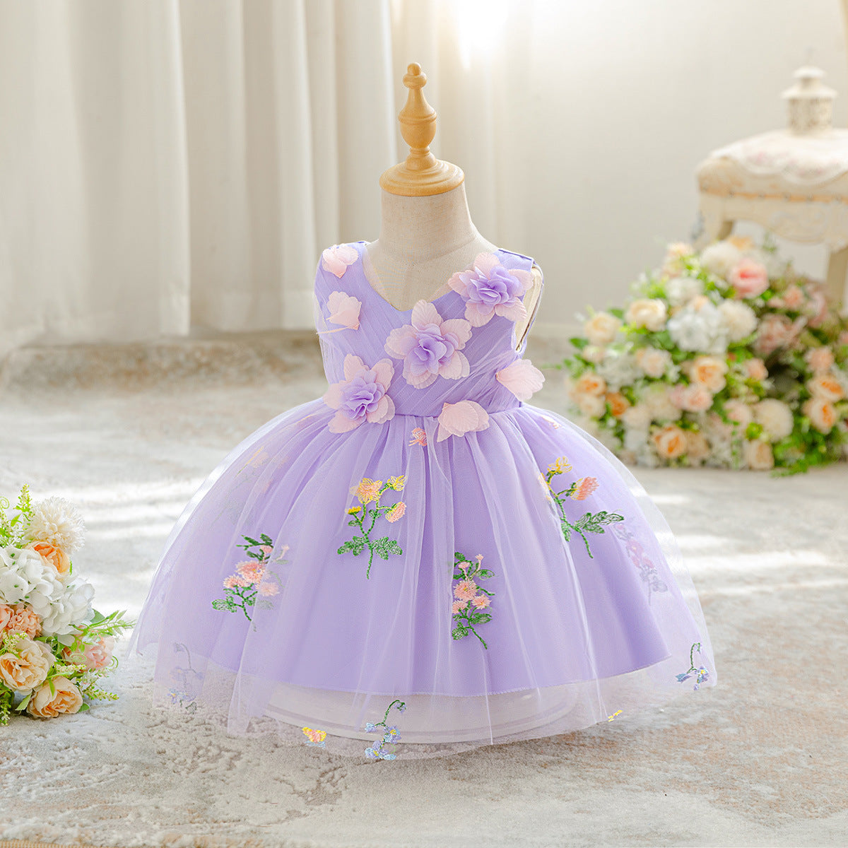 Children's fairy elf princess skirt girls light luxury high-end birthday catwalk campus host fluffy mesh skirt