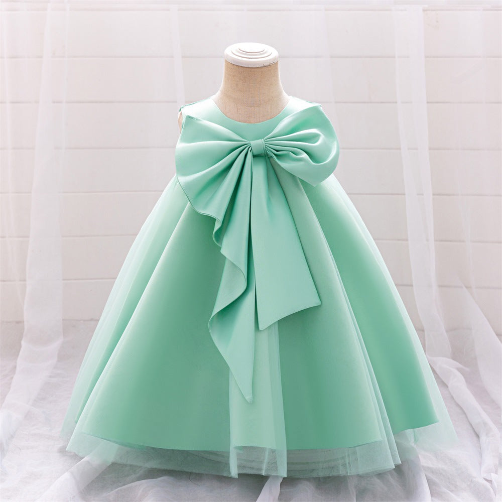 Foreign Trade Infant Dress Sleeveless Big Bow Princess Dress Baby's First Birthday Banquet Girls Wash Dress