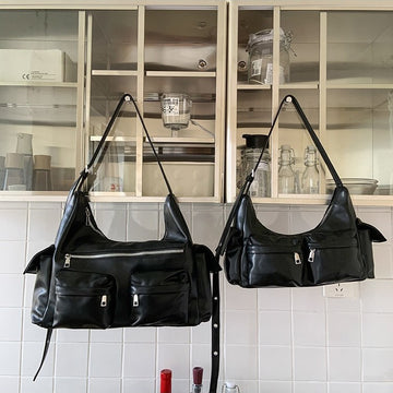 Korean niche hottie fan car bag 2025 retro multi-pocket underarm bag college student going out shoulder tote bag