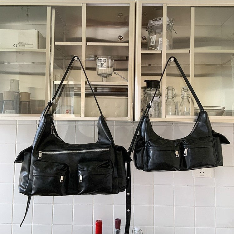 Korean niche hottie fan car bag 2025 retro multi-pocket underarm bag college student going out shoulder tote bag