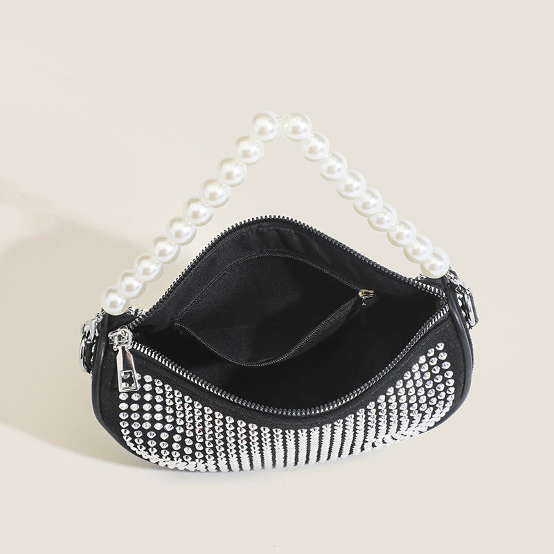 Rhinestone Moon Shell Chain Bag – Chic & Shiny