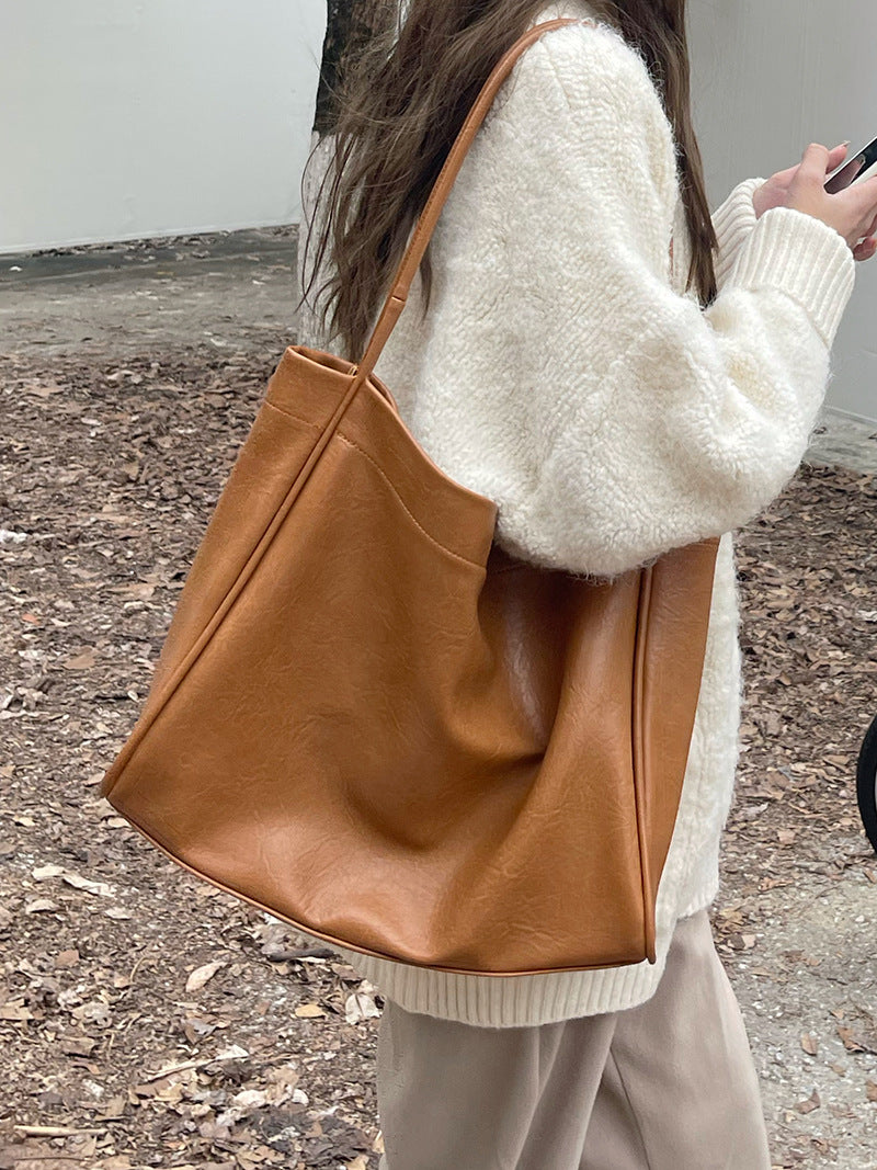 Large-Capacity Soft Leather Tote Bag