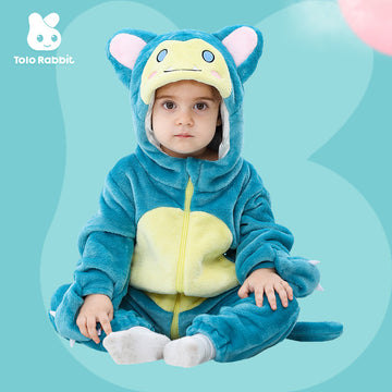 Autumn new baby single-layer flannel cartoon-shaped Romper cute cat-shaped one-piece Romper