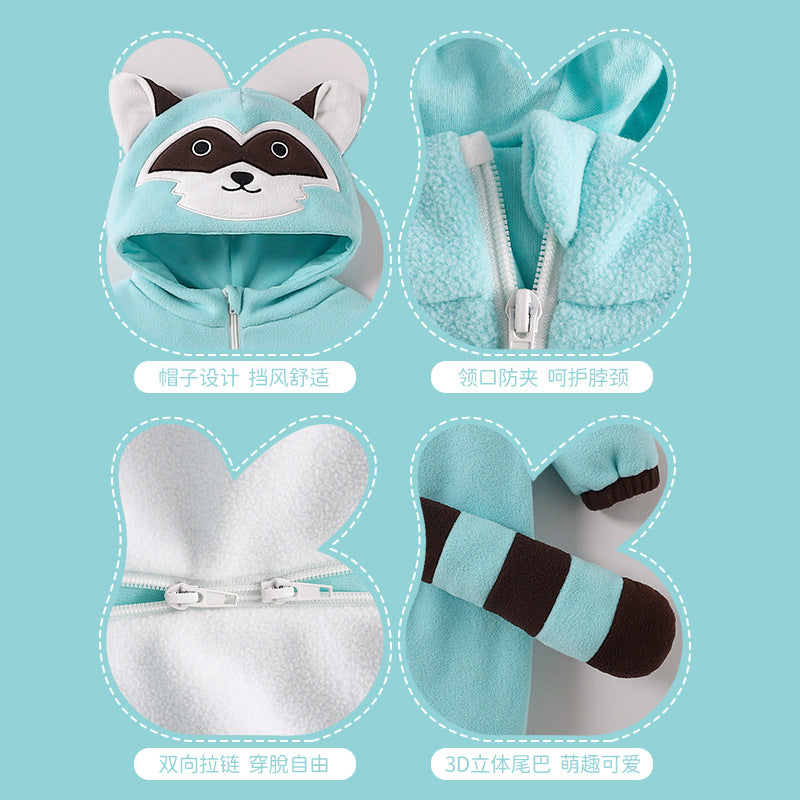 Qile Rabbit Autumn New 0-3 Year Old Baby Animal Shaped One-piece Romper Red Panda Shaped One-piece Romper