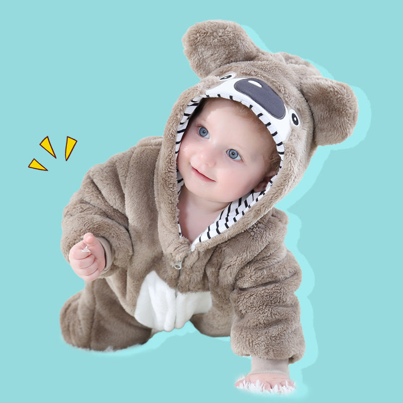 Spring and Autumn New Bear Shaped One-piece Romper Flannel Children's Clothes Qile Rabbit Children's Clothing H2353