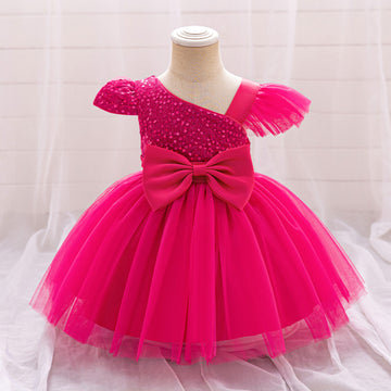 Europe and the United States ebay baby and child slash shoulder small flying sleeve sequined mesh fluffy princess skirt hemming comfortable breathable skirt
