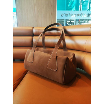 2025 autumn and winter new niche minimalist underarm tote bag suede brown large capacity commuter shoulder handbag women